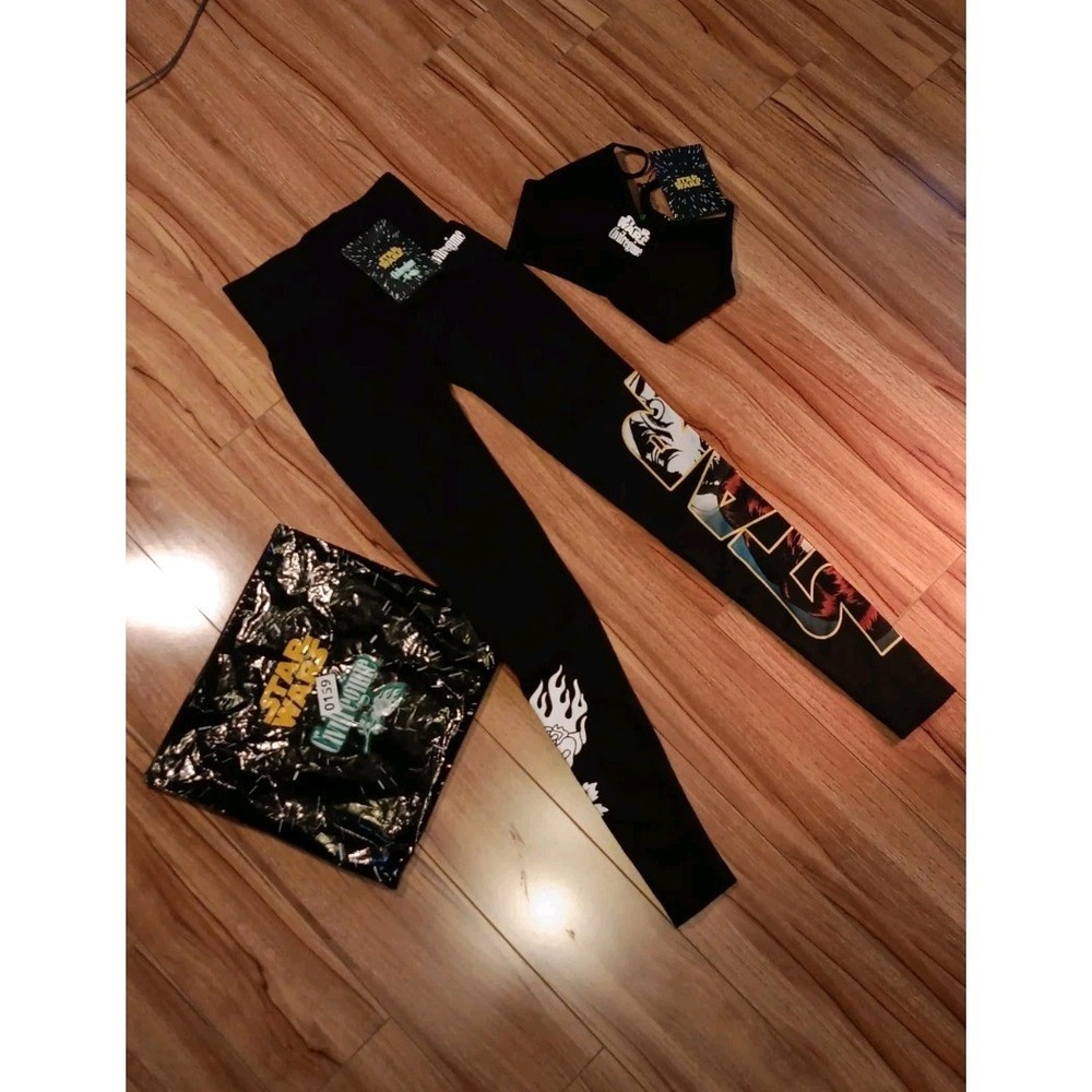 Civil Regime Star Wars Leia‎ Kelly Seamless Ankle Leggings & Bra Black Sz XS NWT